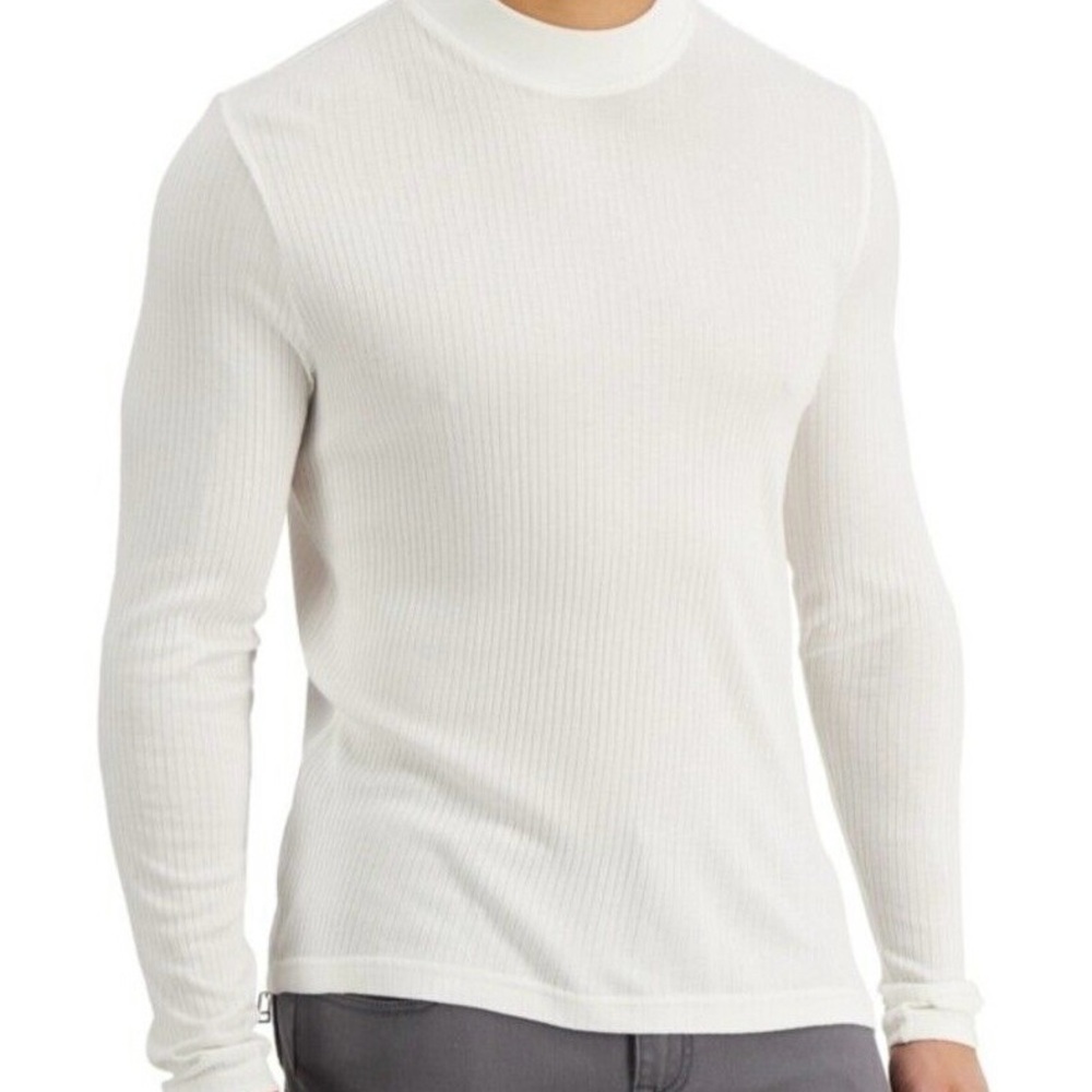 INC International Concepts Mens Liam Mock-Neck Shirt White Pure M